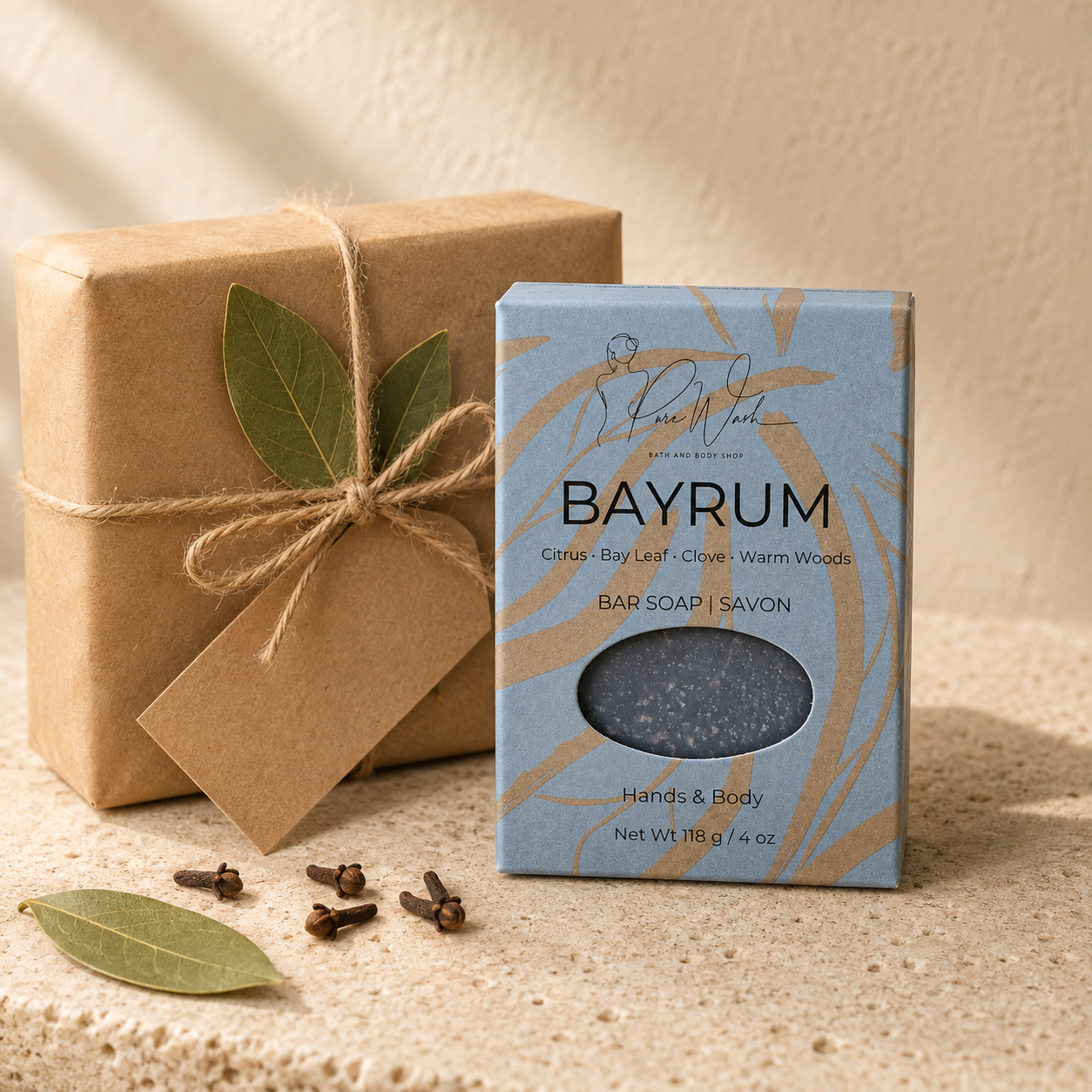 Bay Rum soap bar by Pure Wash, a 118 g bar for normal to dry skin