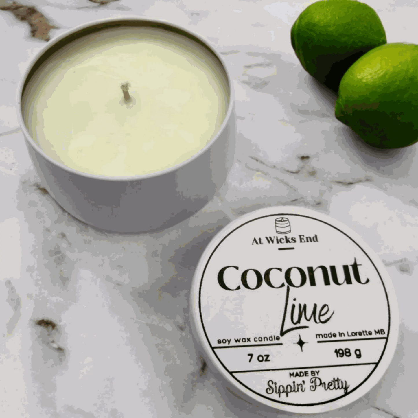 Coconut Lime candle handmade in Canada