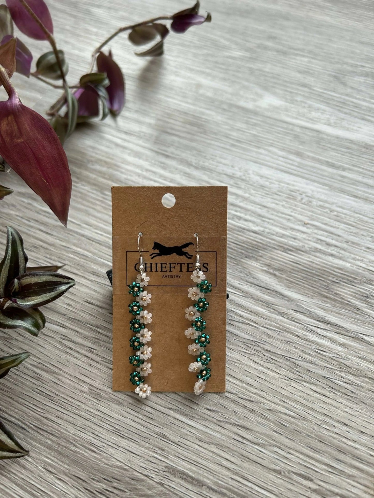 DAISY CHAIN: Floral Beaded Earrings - Pure Wash