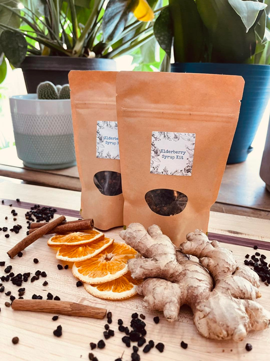 Elderberry Syrup DIY Kit by forestmama, with dried elderberries, ginger, cinnamon, mullein, marshmallow root and orange peel