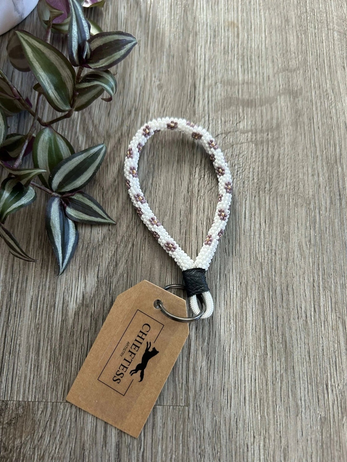 FLORAL: Beaded Mini Keychain - Pure Wash