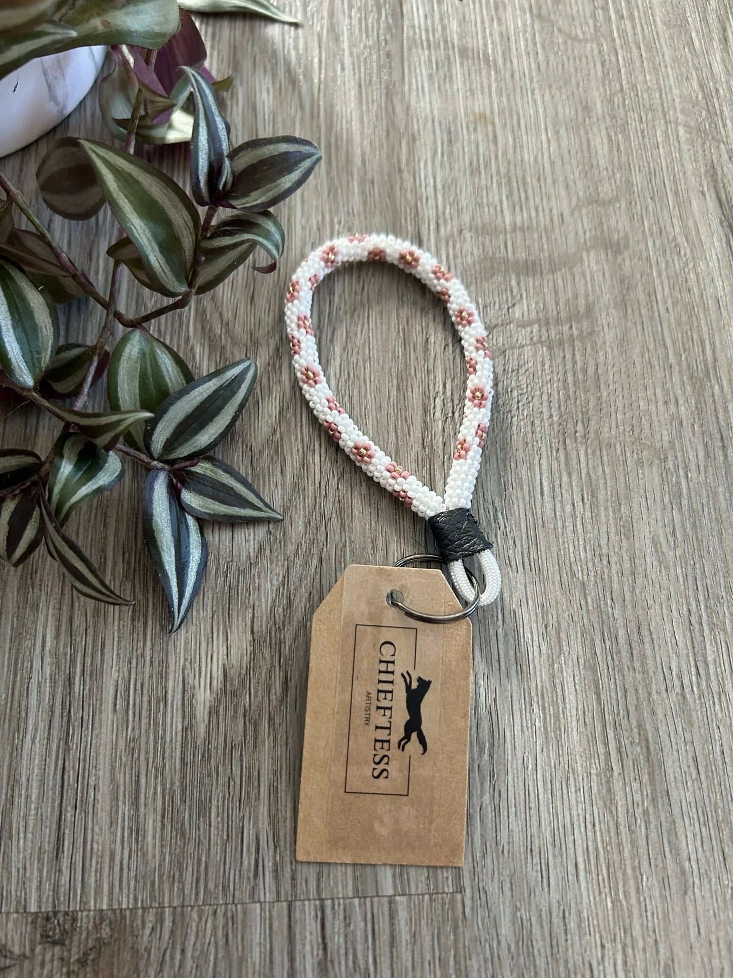 FLORAL: Beaded Mini Keychain - Pure Wash