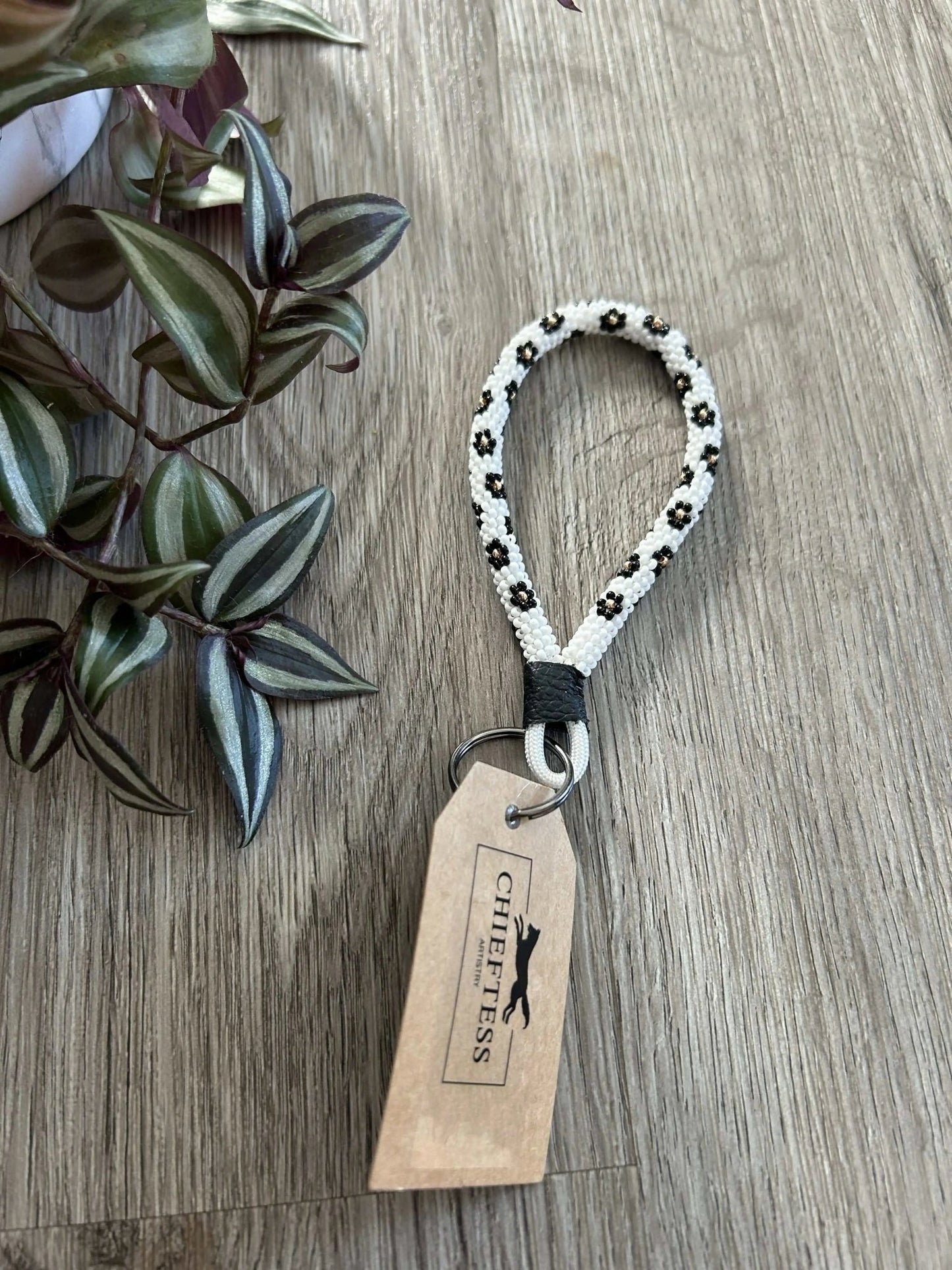FLORAL: Beaded Mini Keychain - Pure Wash