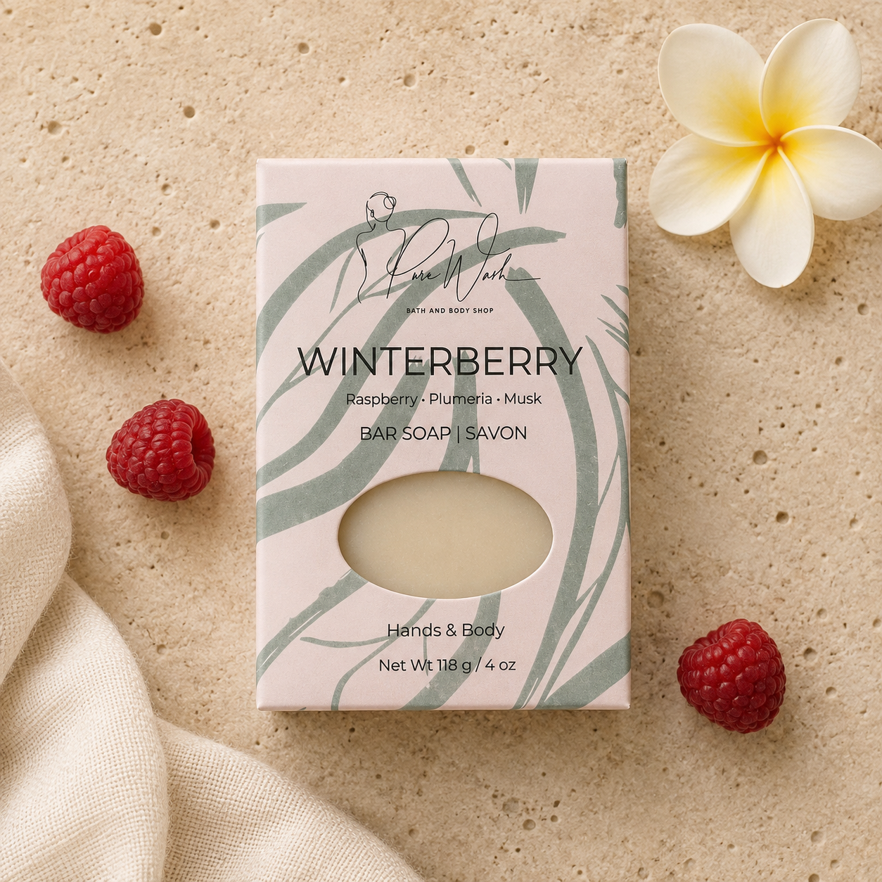 Winterberry soap bar by Pure Wash, a winter scent for hands and body