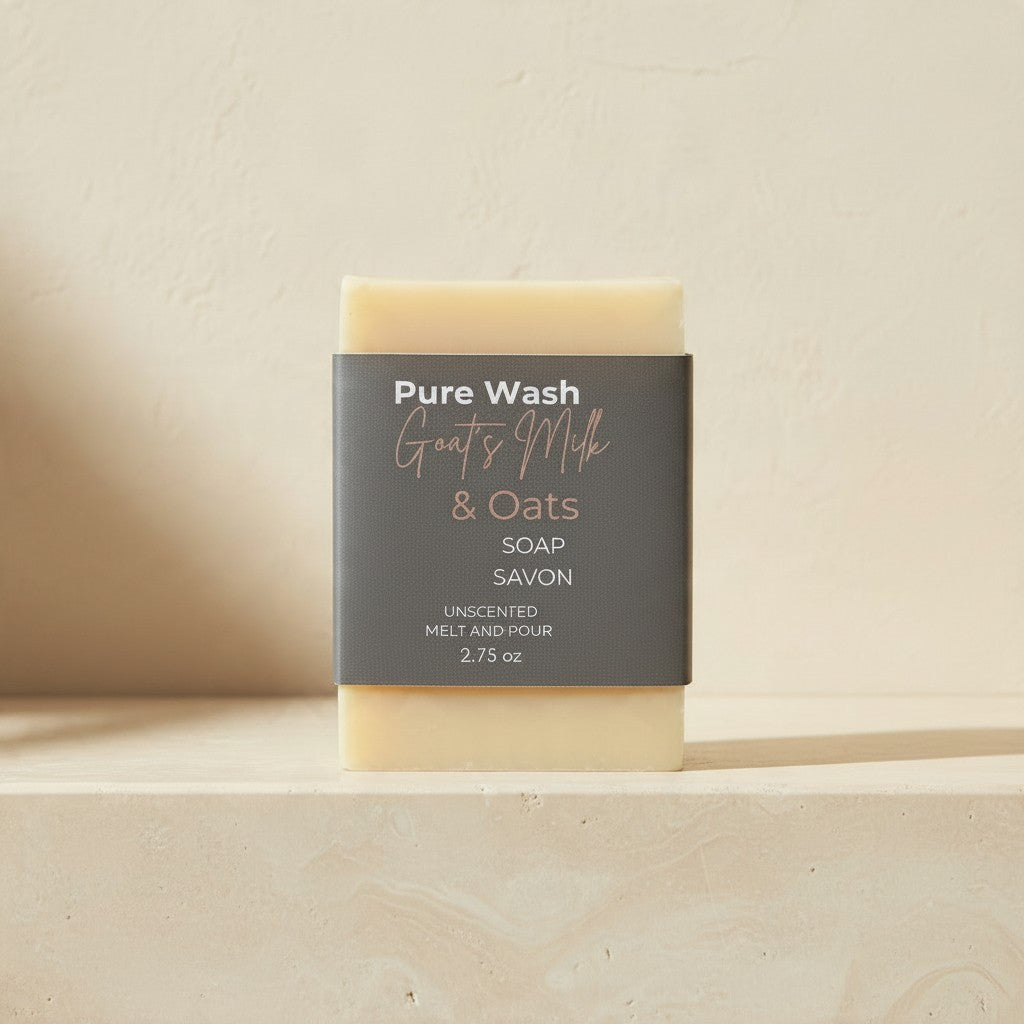 Pure Wash Goat's Milk & Oats unscented goat milk soap bar, 2.75 oz