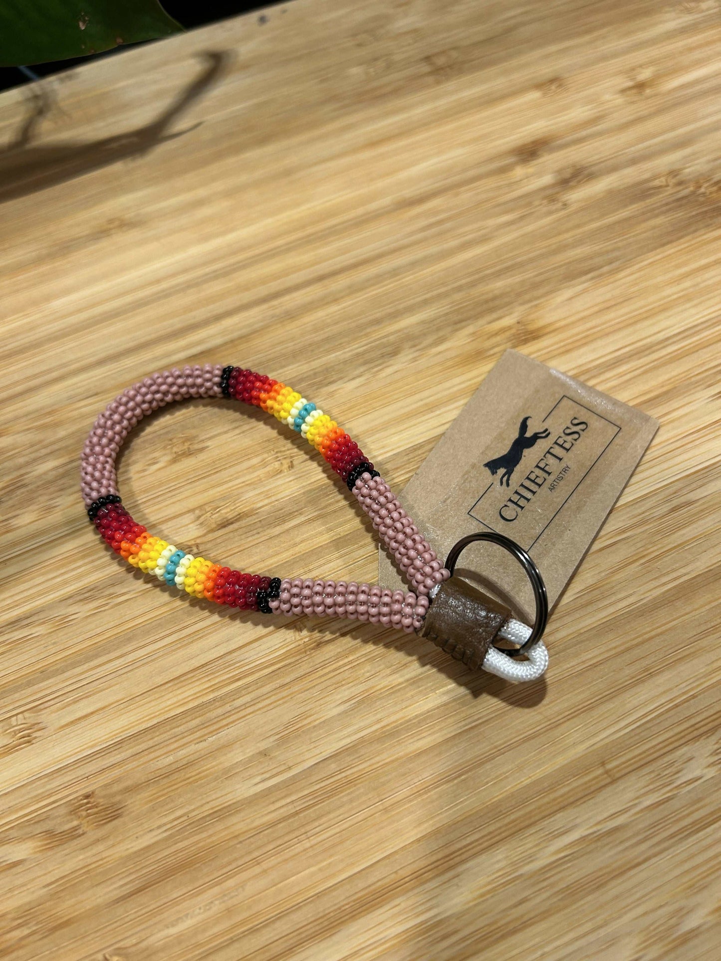 Beaded Mini Keychain - SUNRISE: Red to Turquoise Wristlet