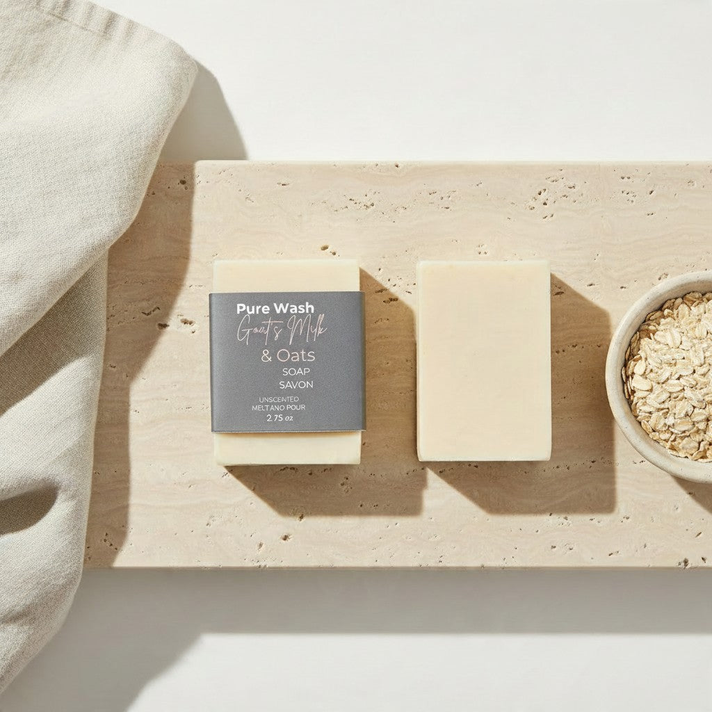 Fragrance-free goat milk soap with oats for face, hands and body