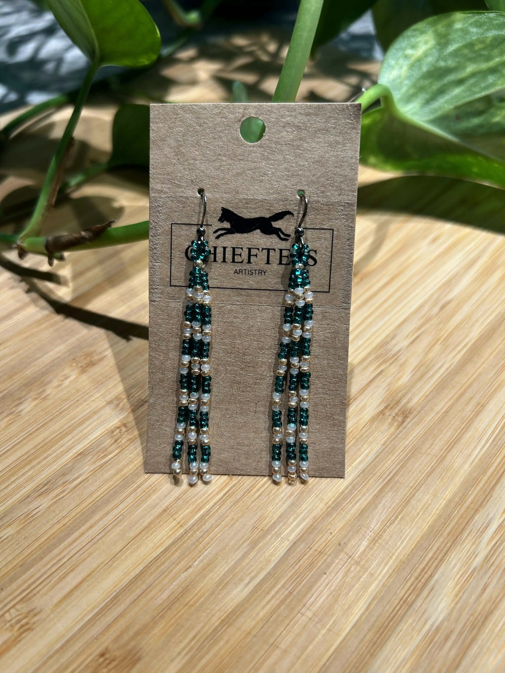 MINI 3 dangle beaded earrings with three delicate bead strands, 2.5 inches long.