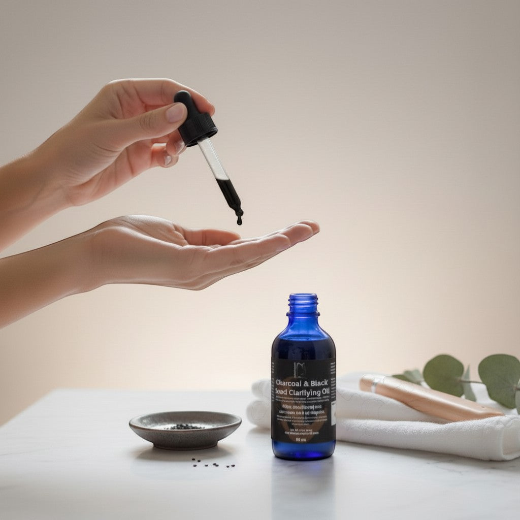 Canadian clarifying facial oil with charcoal and black seed oil by Pure Wash