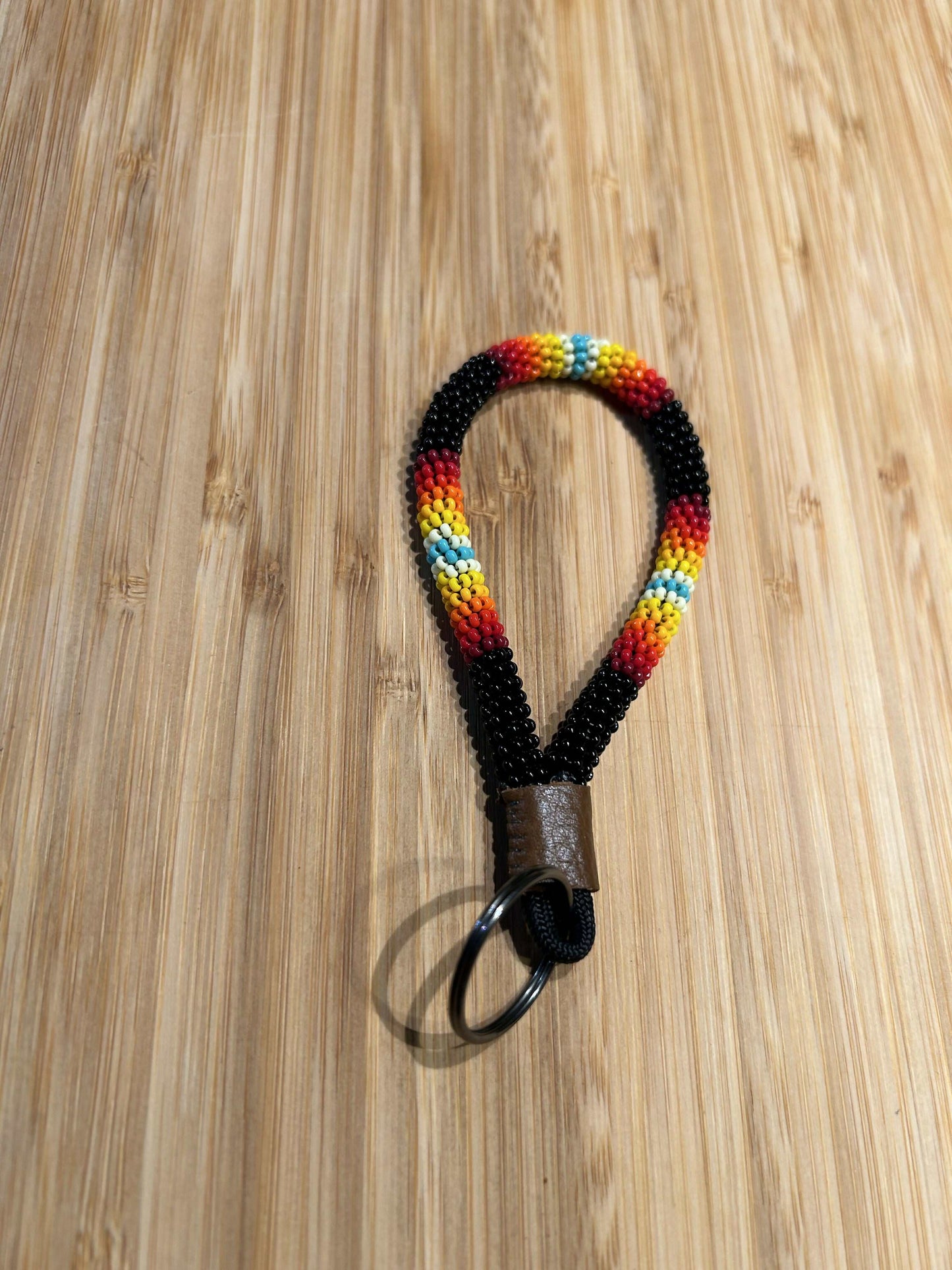 Beaded Mini Keychain - SUNRISE: Red to Turquoise Wristlet