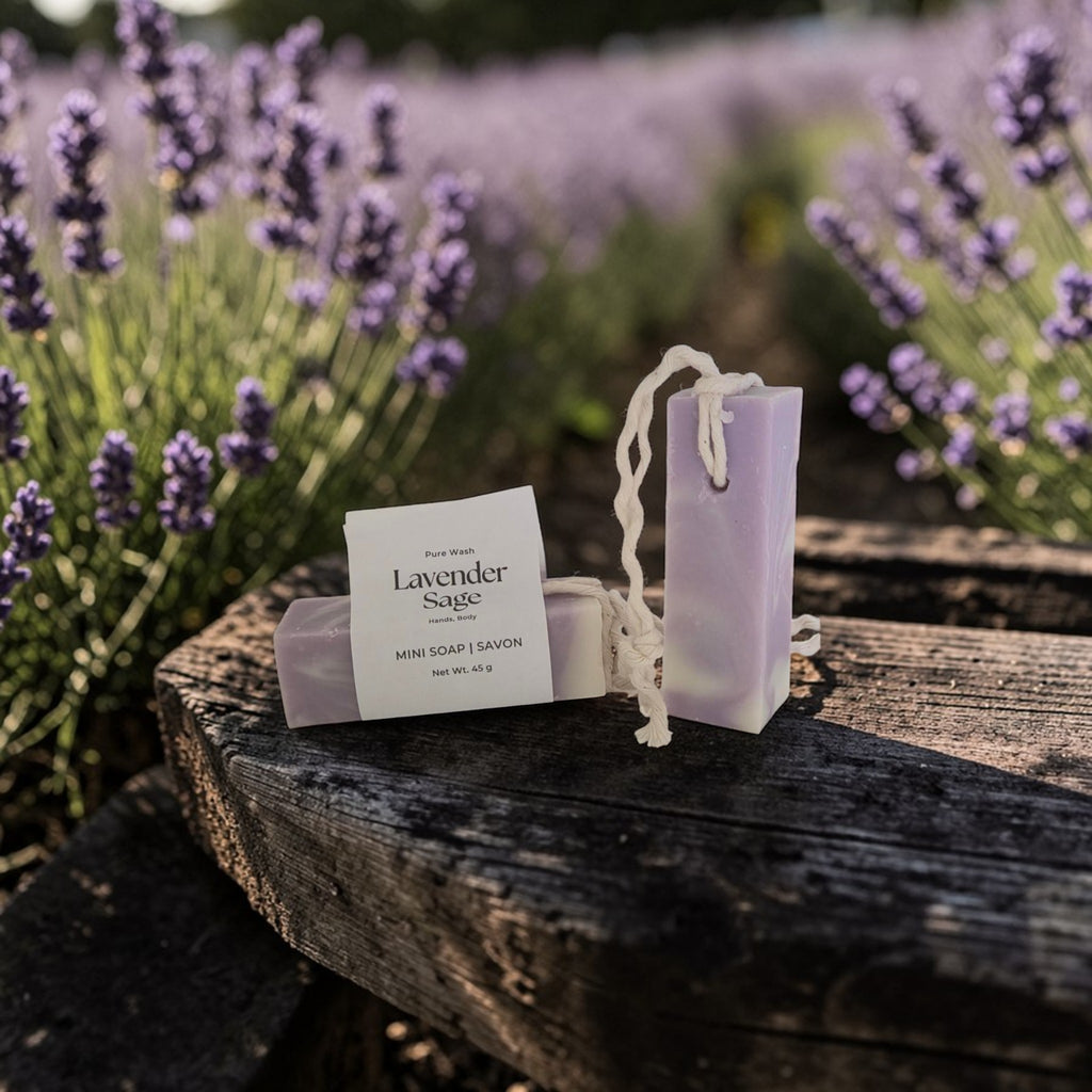 Lavender Sage Soap Bar - On a rope- 1.7 oz - Bar Soap