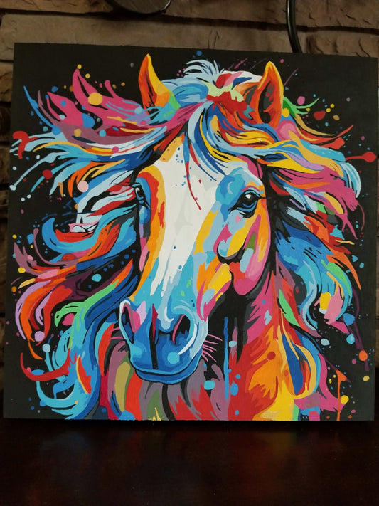 Rainbow horse painting Colorful Horse Painting for Home Decor  | CG Pure Wash