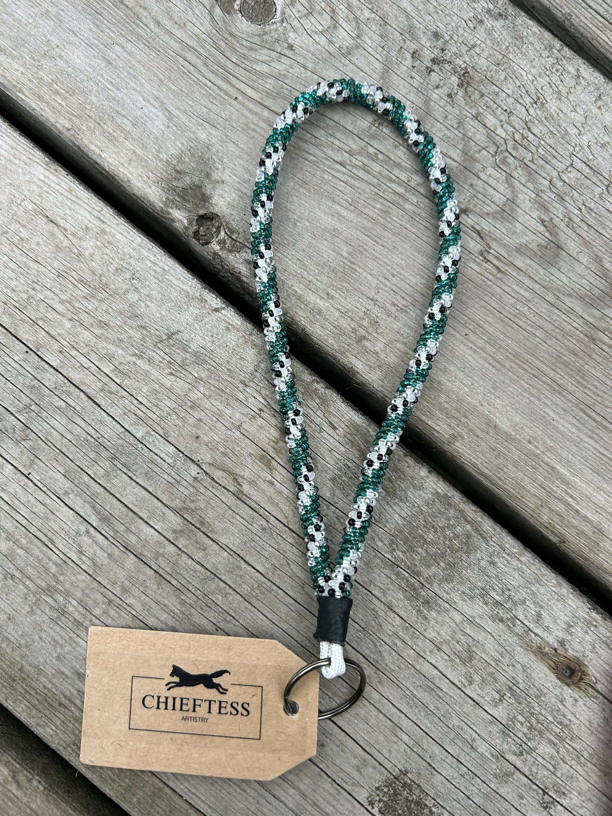 Wristlet Beaded Keychain - TORNADO Swirl Pattern 8”