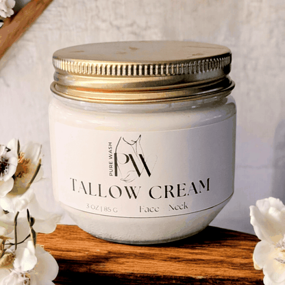 Tallow Cream jar for deep skin nourishment with grass-fed beef tallow and vitamins.