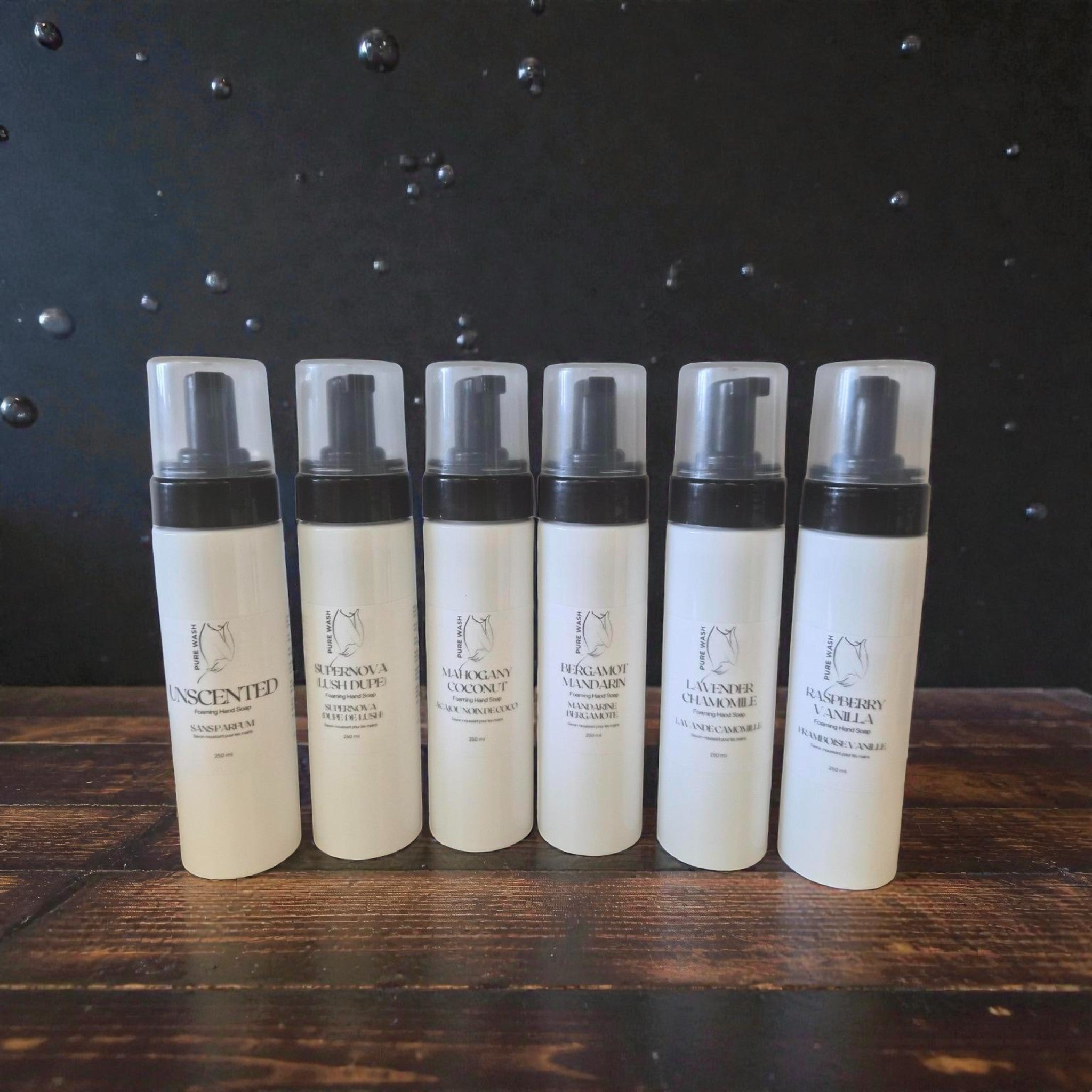 Pure Wash foaming hand soap beside a sink for everyday hand washing