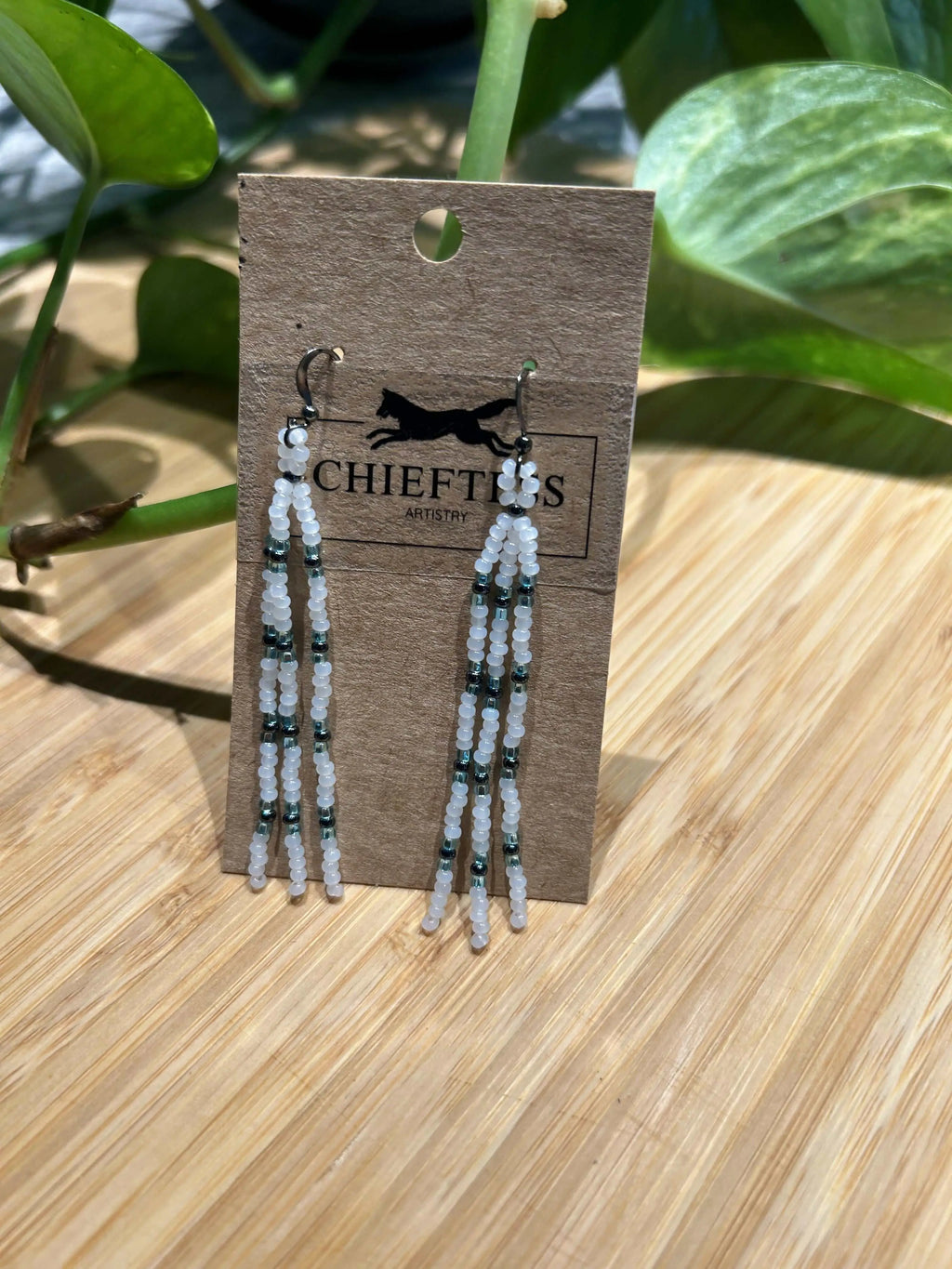 MINI 3 Dangle Beaded Earring with three delicate beaded strands, 2.5 inches long.