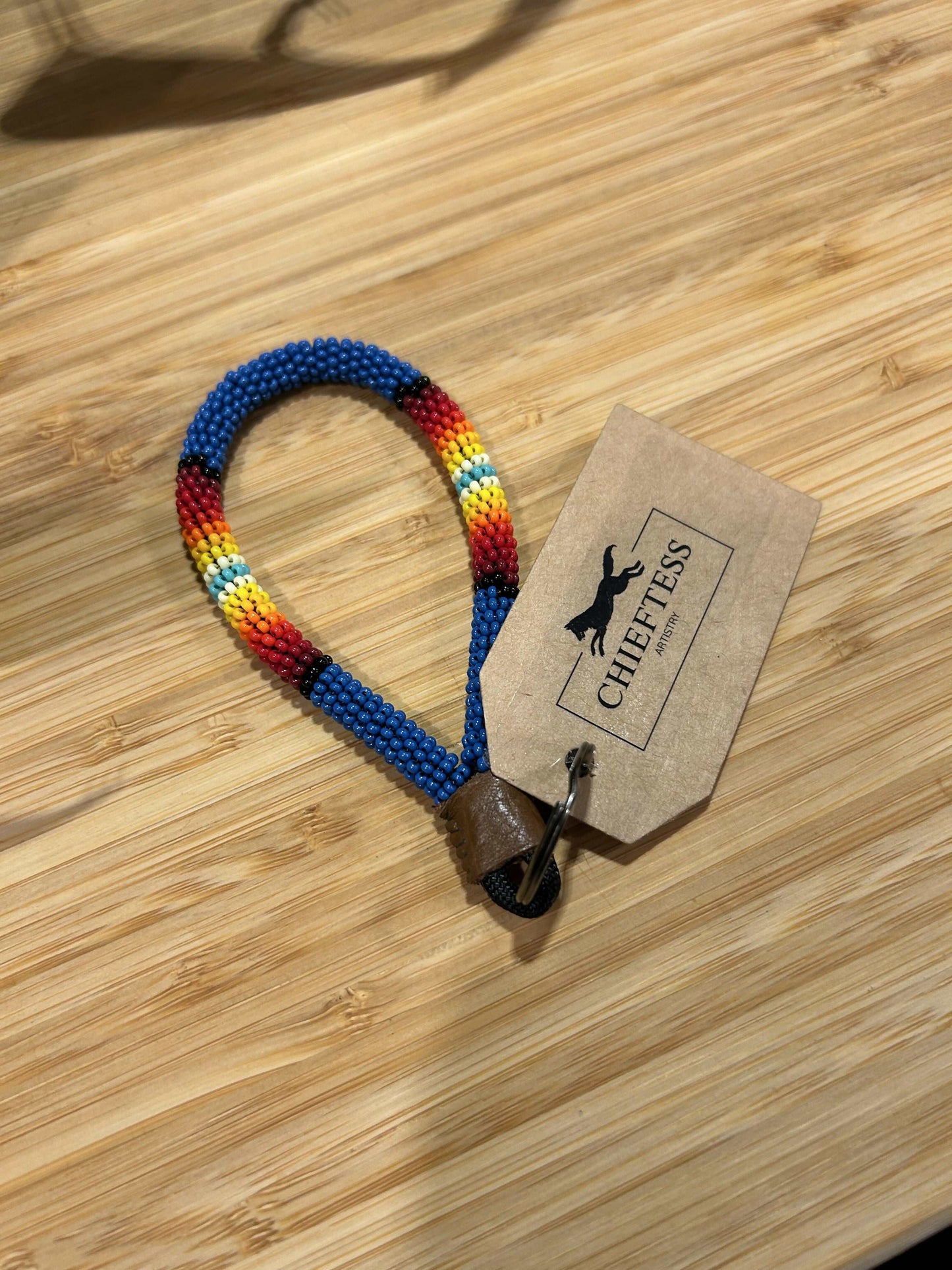 Beaded Mini Keychain - SUNRISE: Red to Turquoise Wristlet