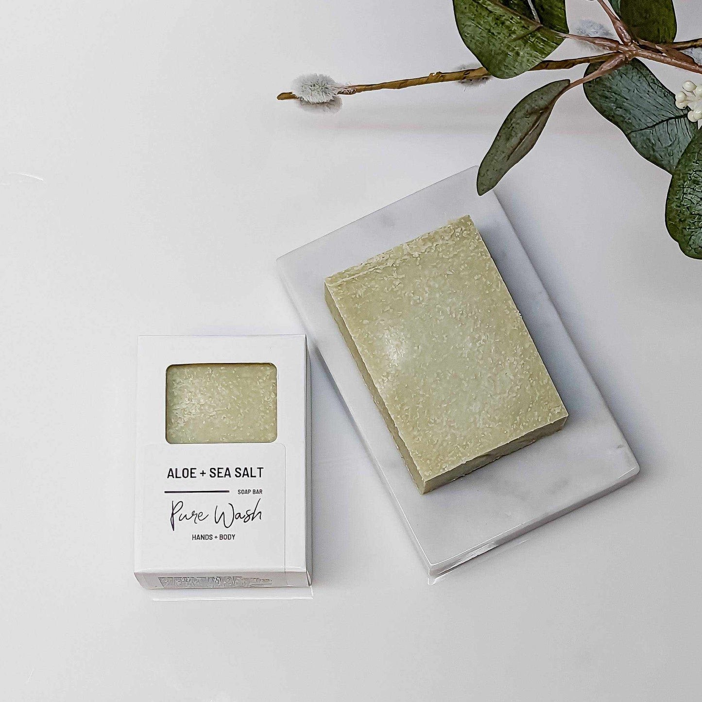 aloe-infused sea salt soap bar, representing clean and conscious bath essentials | CG Pure Wash.