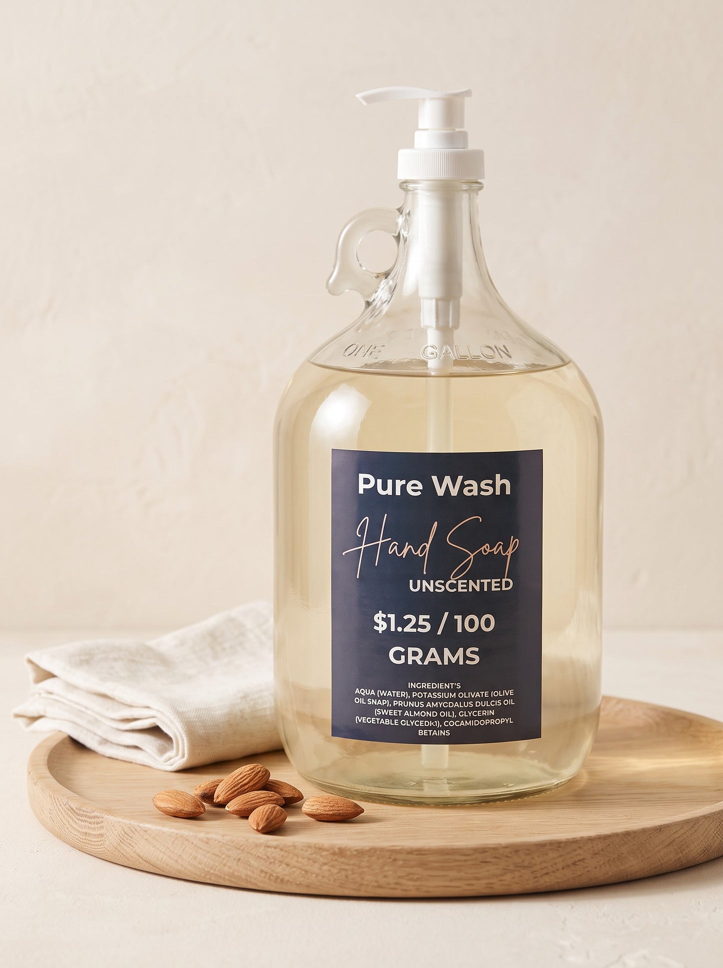 Pure Wash unscented liquid hand soap refill, plant-based and sold by weight