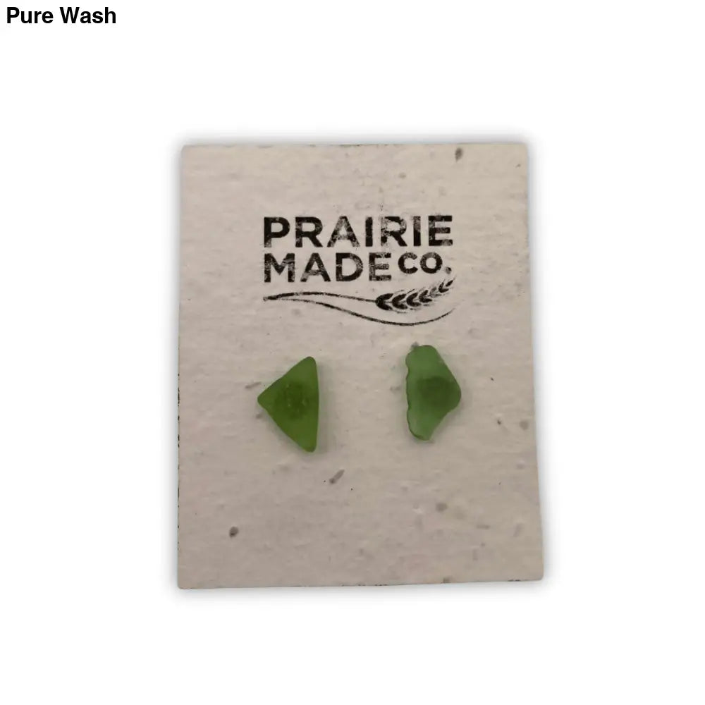 Beach Glass Stud Earrings - Pure Wash Canadian Made - Winnipeg