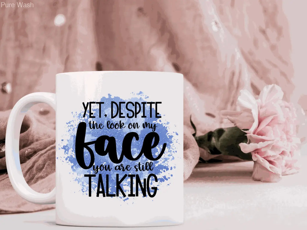 White ceramic mug 11 oz with black text yet ideal for ceramic mugs lovers and Pure Wash handmade soap Canada users