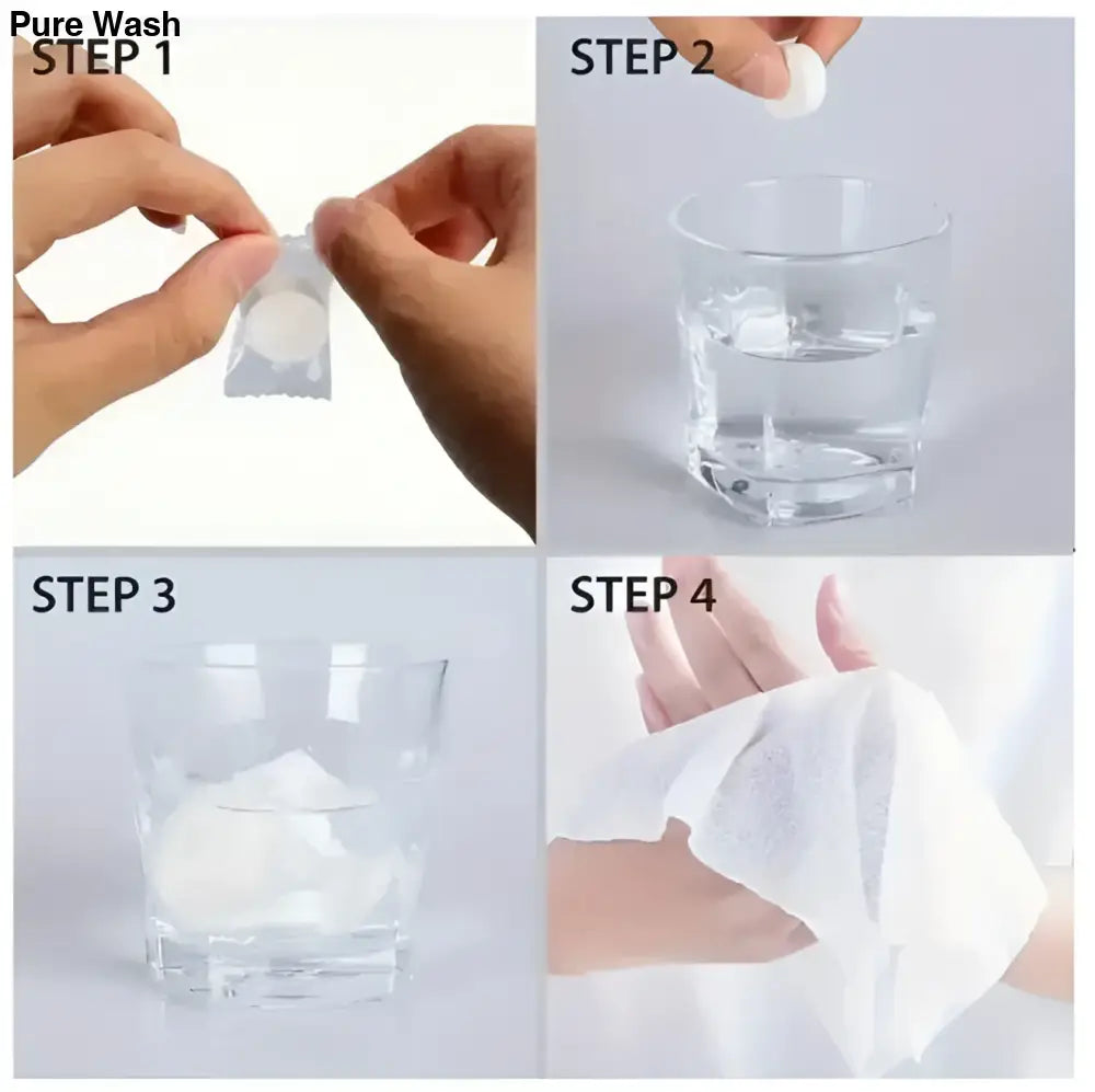 Compressed Biodegradable Face Towels - Pure Wash