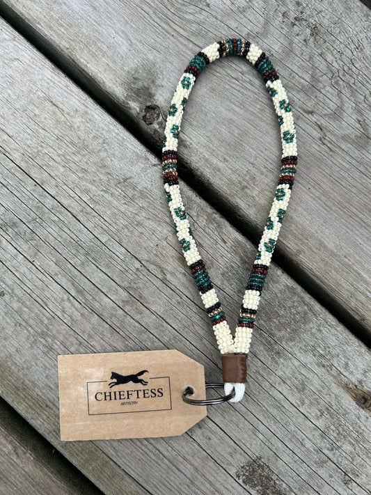 DESERT FLOWER: Wristlet Beaded Keychain - Pure Wash