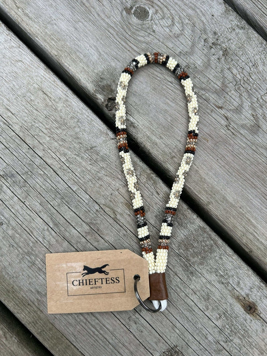 DESERT FLOWER: Wristlet Beaded Keychain - Pure Wash
