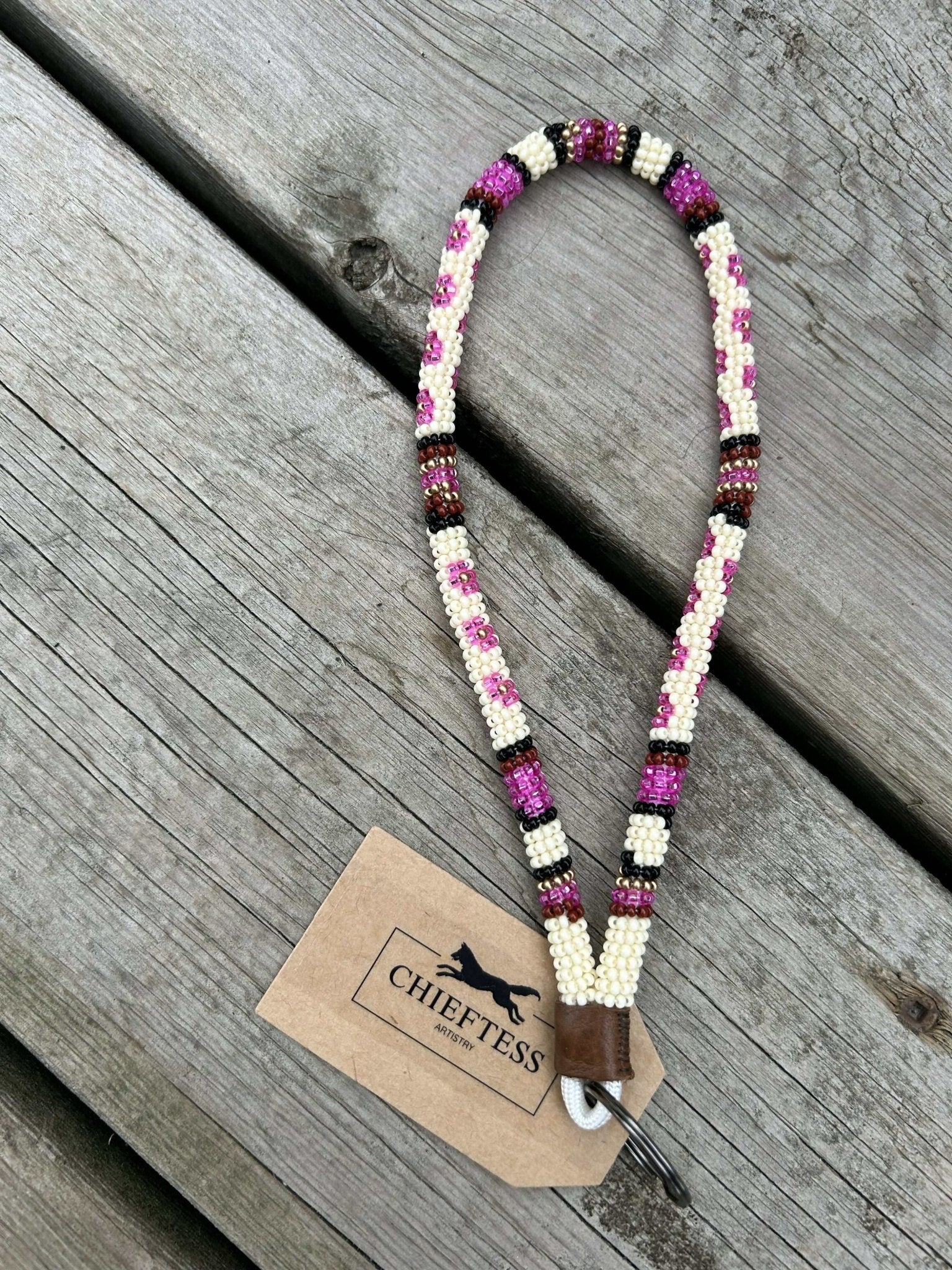 DESERT FLOWER: Wristlet Beaded Keychain - Pure Wash