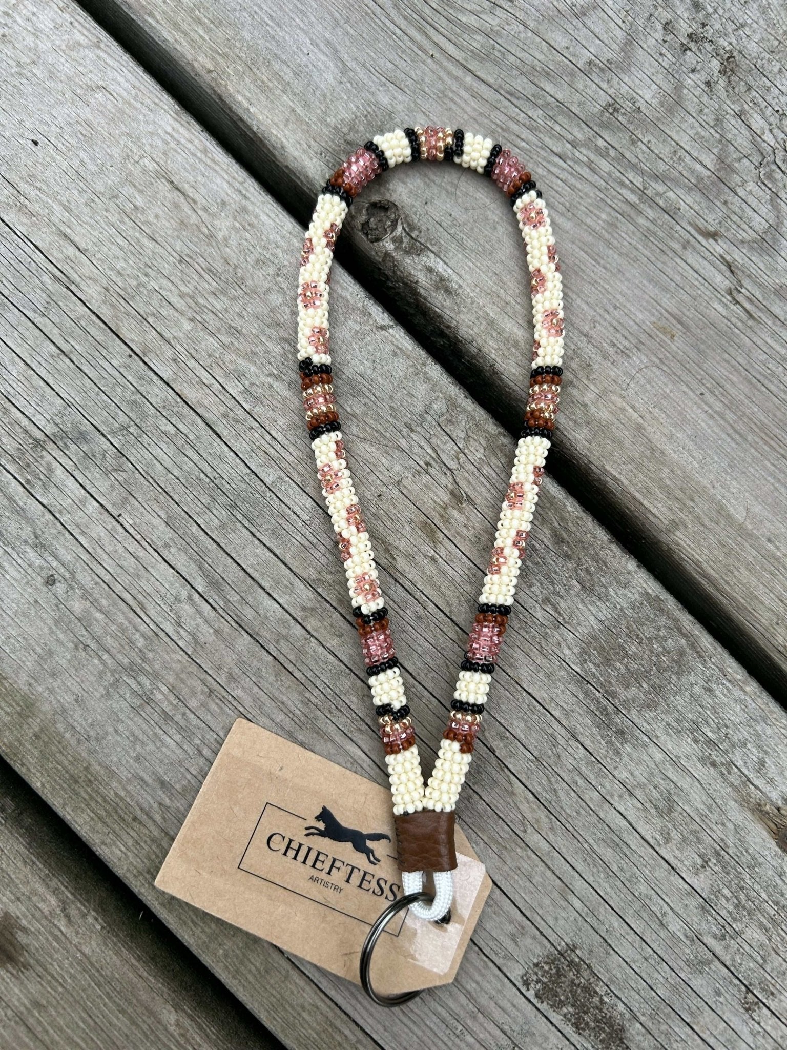 DESERT FLOWER: Wristlet Beaded Keychain - Pure Wash