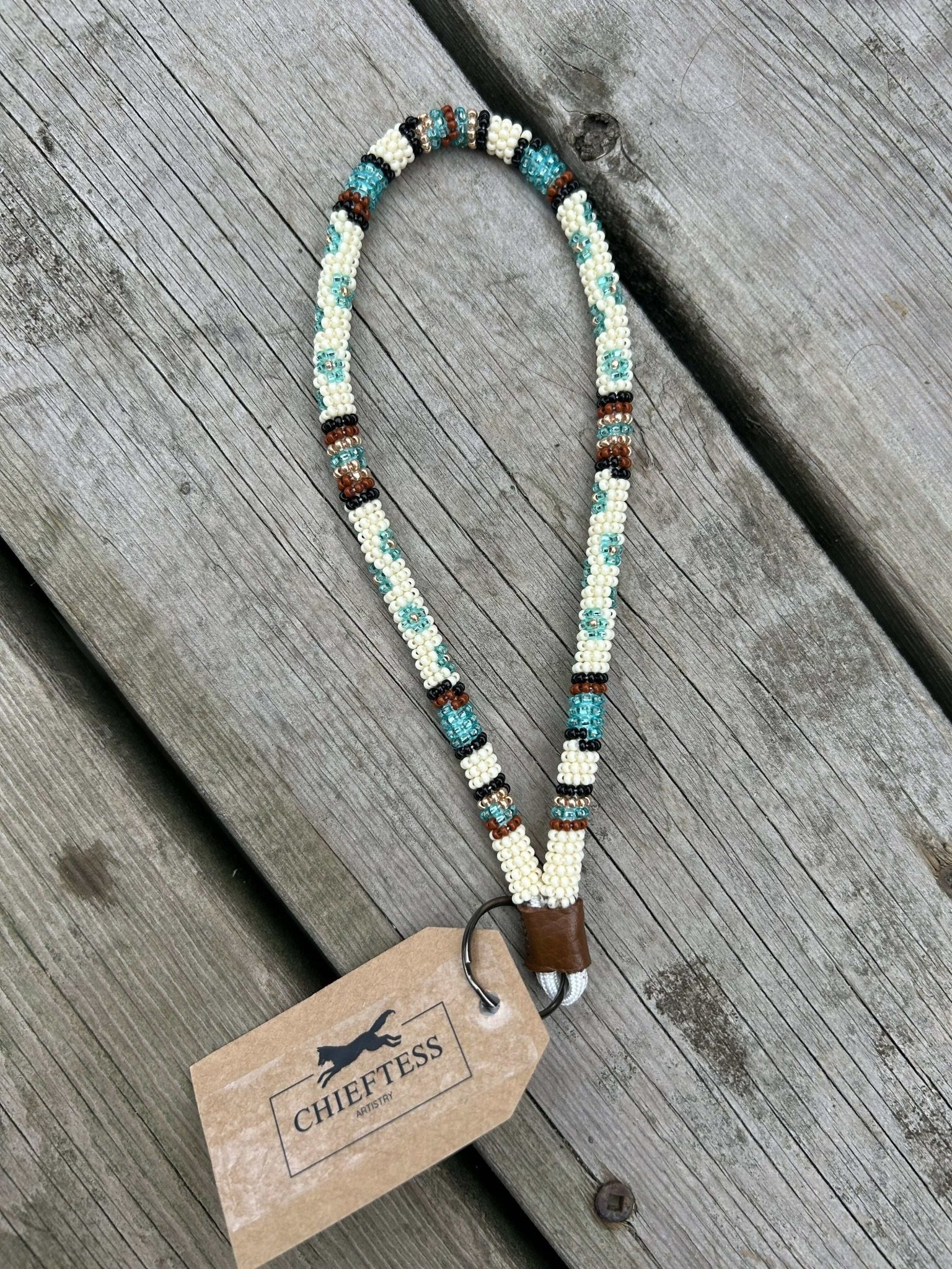 DESERT FLOWER: Wristlet Beaded Keychain - Pure Wash