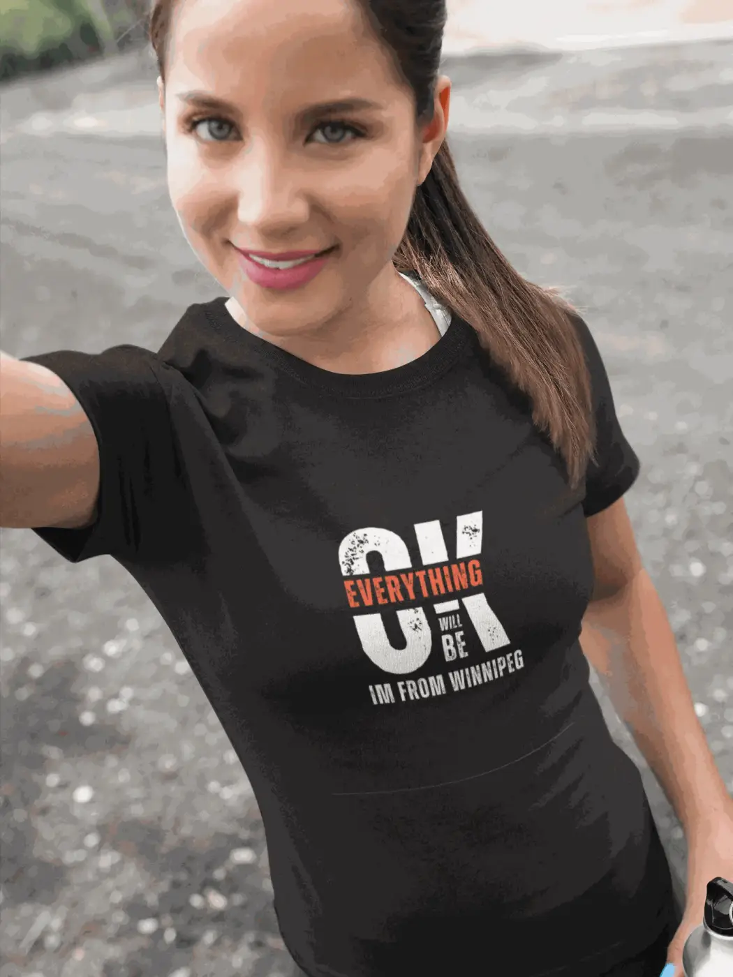 Black short-sleeved t-shirt with distressed white and orange graphic from winnipeg ideal for casual wear and pure wash enthusiasts