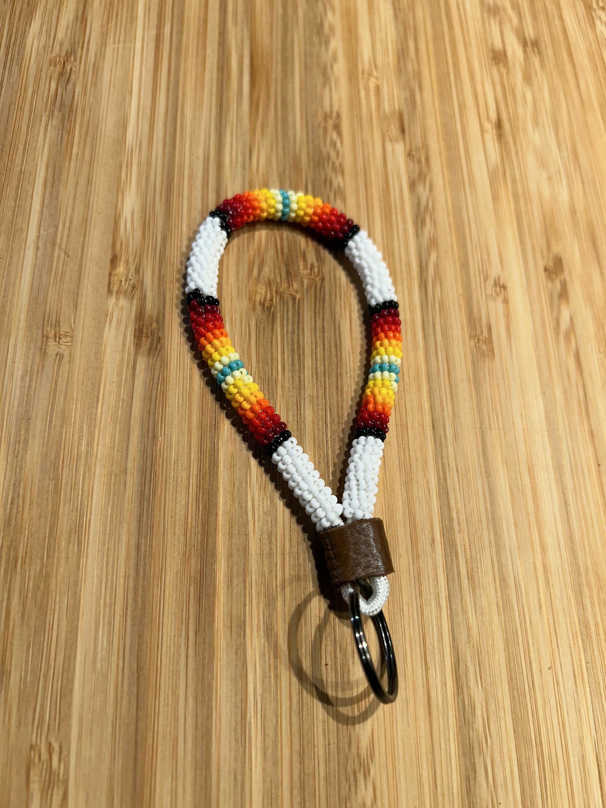 Beaded Mini Keychain - SUNRISE: Red to Turquoise Wristlet