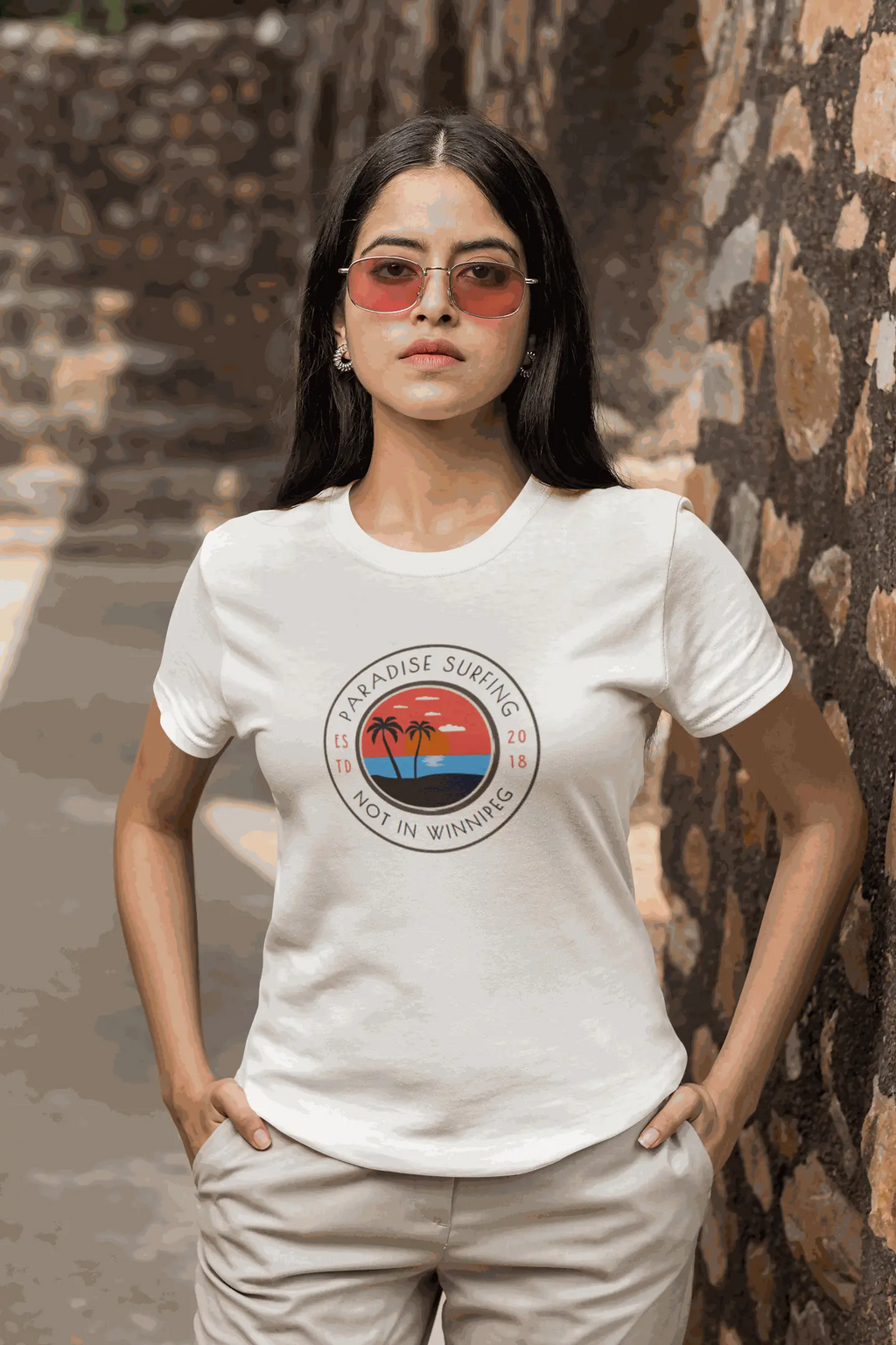 Paradise Surfing (Not in Winnipeg) 100% Cotton T-Shirt