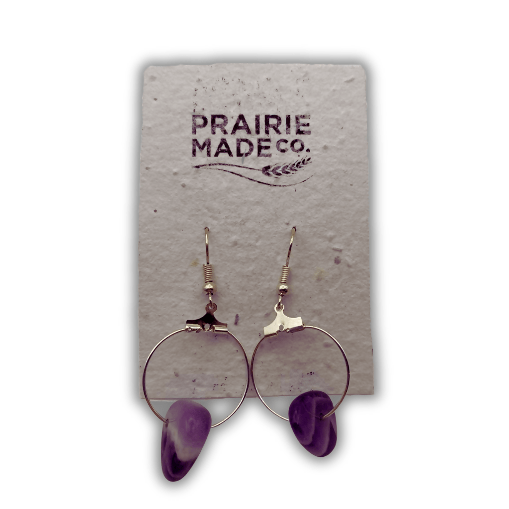 Amethyst Gemstone Earrings - Pure Wash Canadian Made - Winnipeg