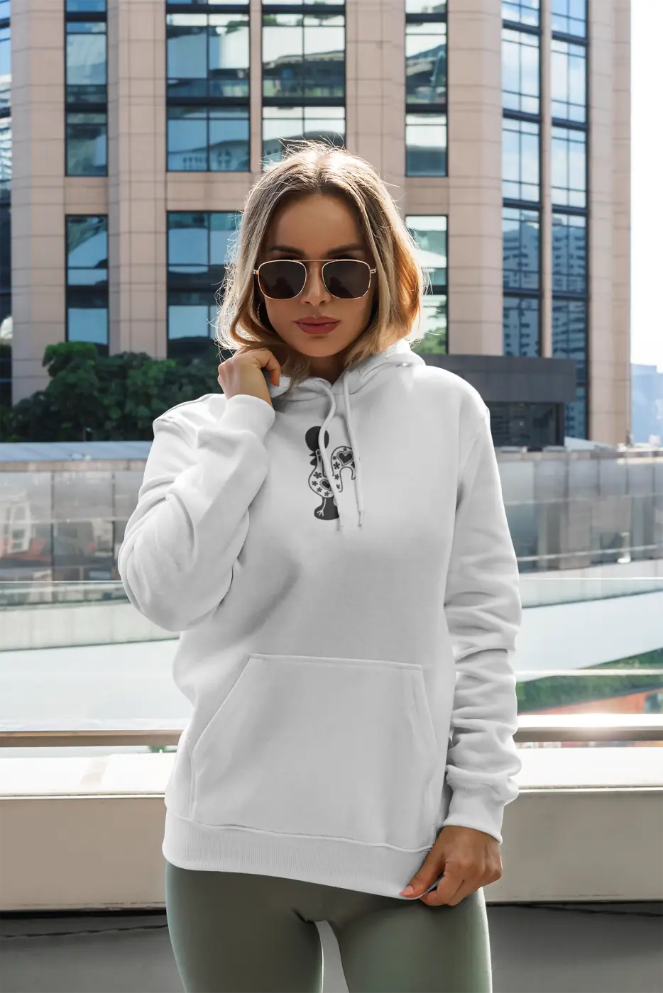 White galo crew crew neck sweater featuring black graphic print on chest made of cotton-polyester blend pre order only
