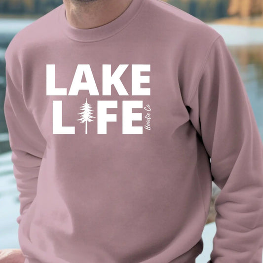 Lake Life Hoodie Co Signature Logo Premium Crew - Pure Wash