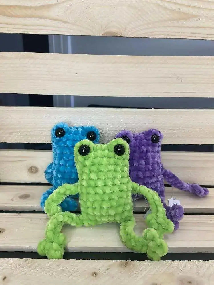 Leggy frogs - pure wash default title green crocheted frog toy black winnipeg canada
