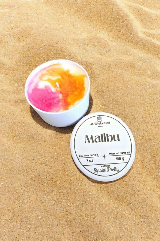 Malibu Candle by Pure Wash – hand-poured soy candle with beach-inspired scent and long-lasting clean burn.
