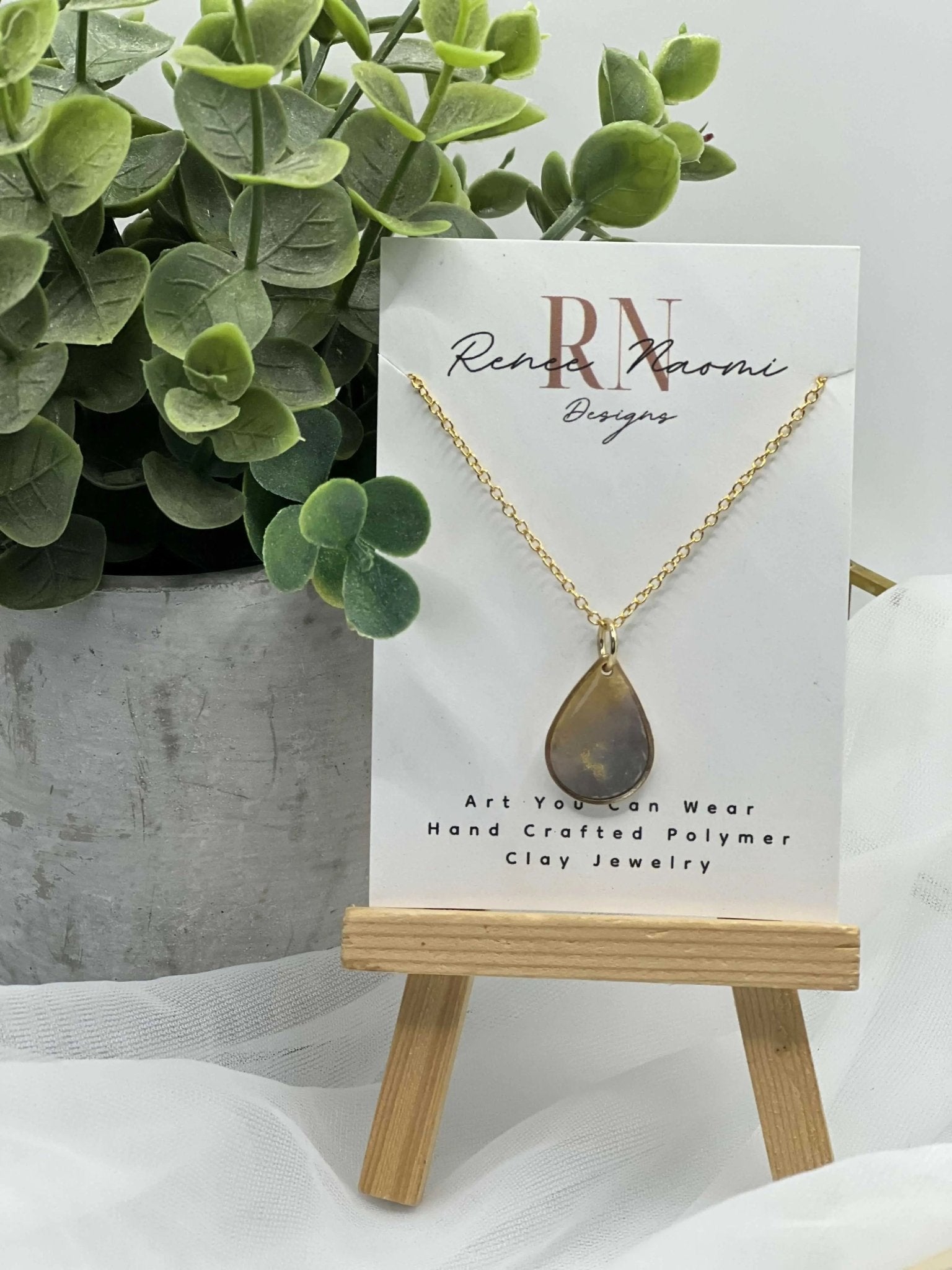 Mocha mini teardrop pendant - Pure Wash
