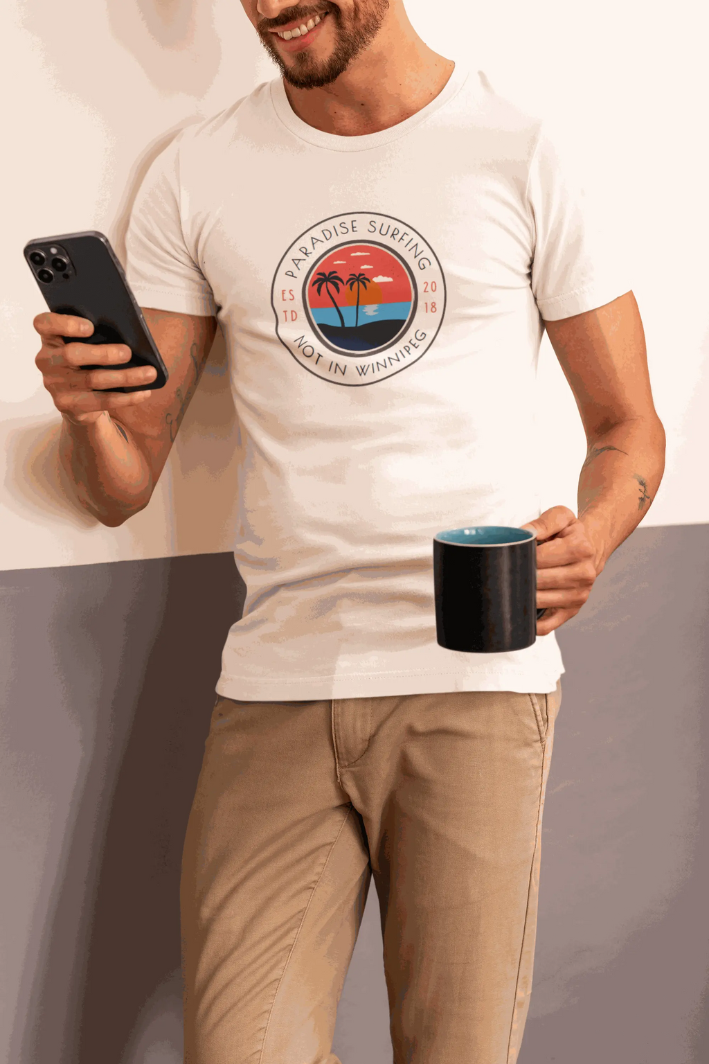 Paradise Surfing (Not in Winnipeg) 100% Cotton T-Shirt