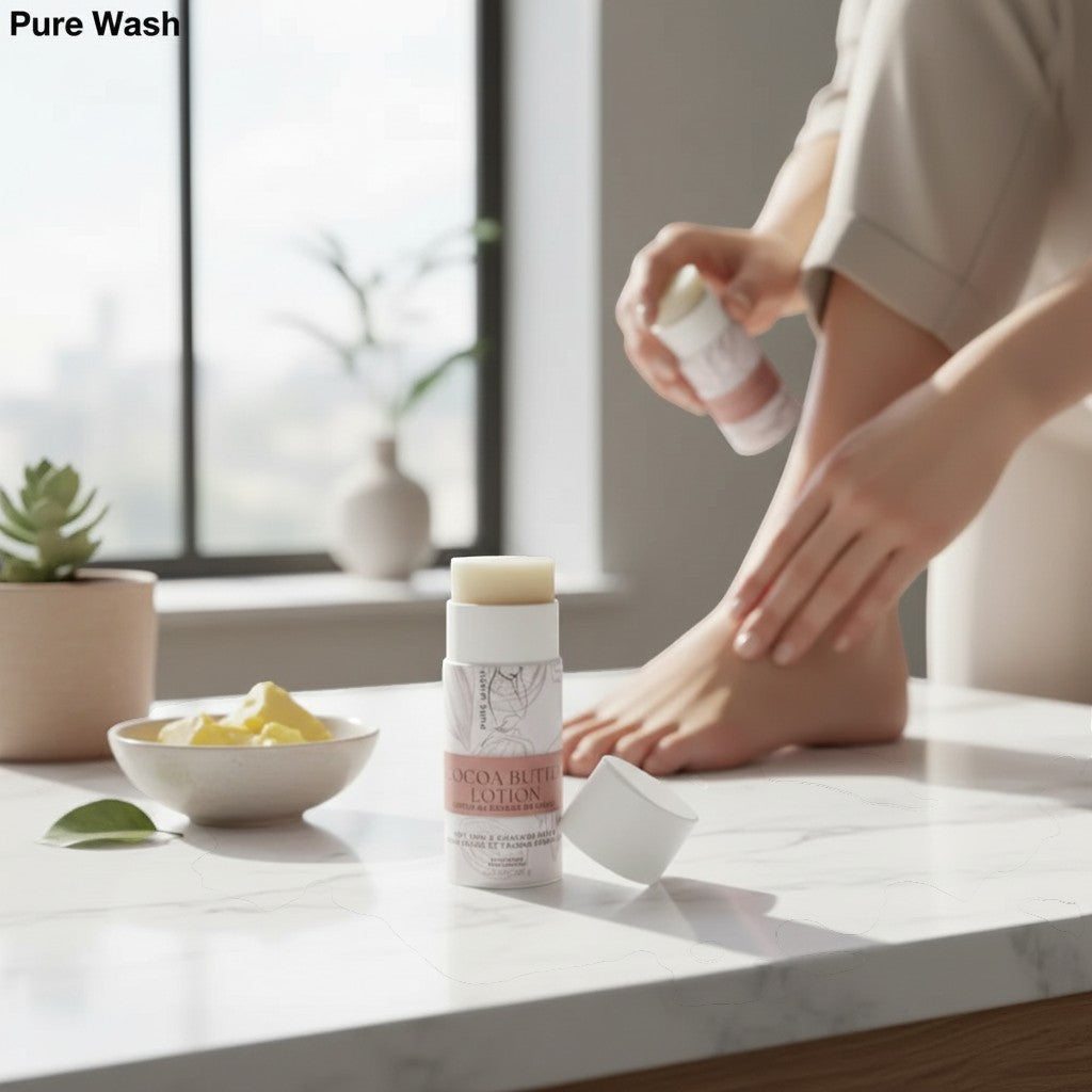 Pure Wash Cocoa Butter Lotion stick for dry skin and cracked heels, unscented, 65g.