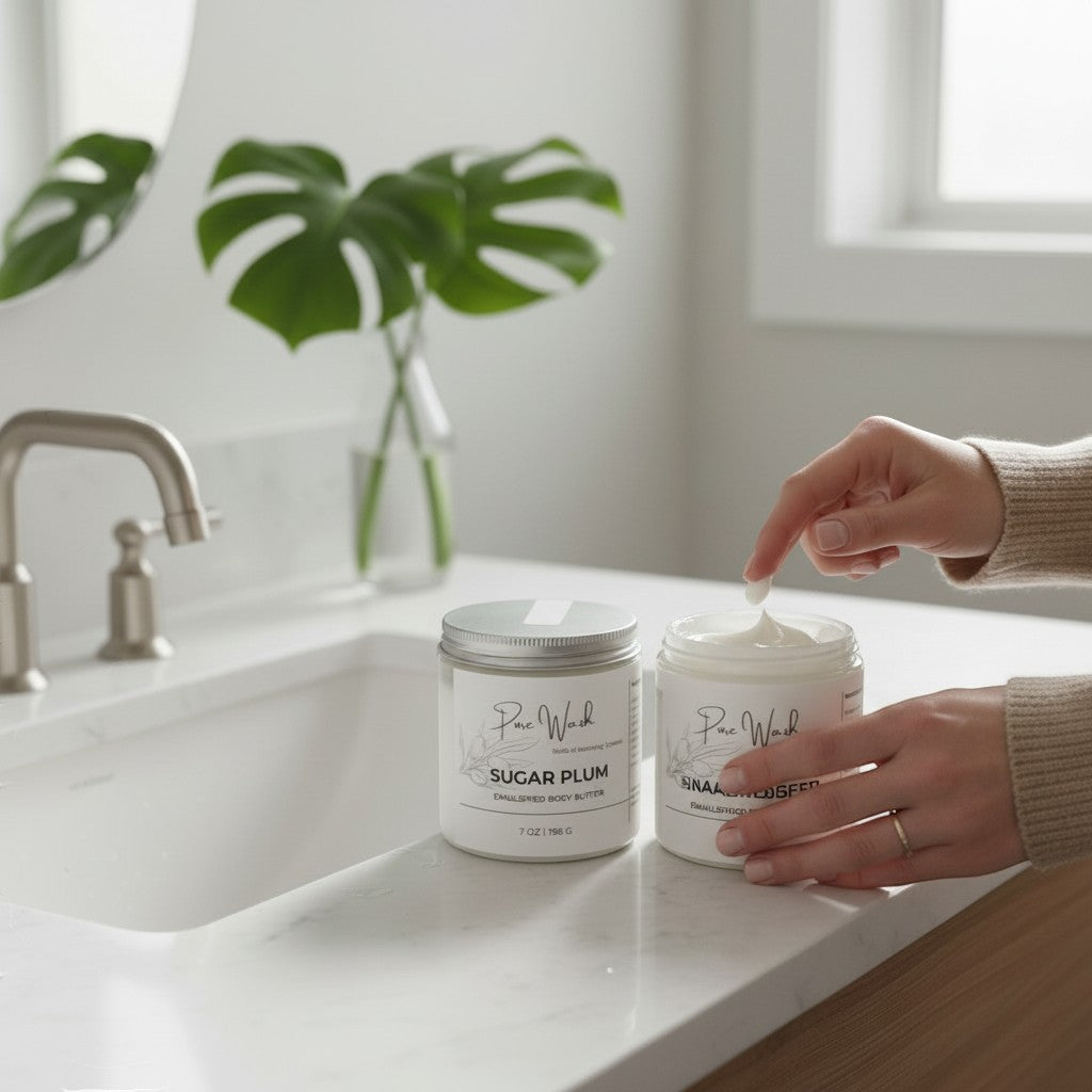 Pure Wash Ultra-Nourishing Body & Hands Lotion in pump bottle, deep hydration, zero grease, natural ingredients.