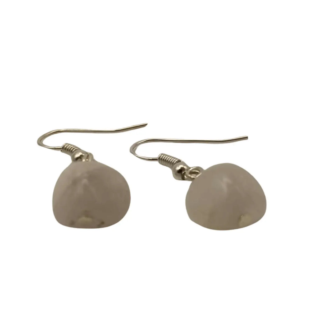 Delicate rose quartz earrings feature smooth translucent stones suspended from sleek silver fishhook clasps handcrafted earrings feature