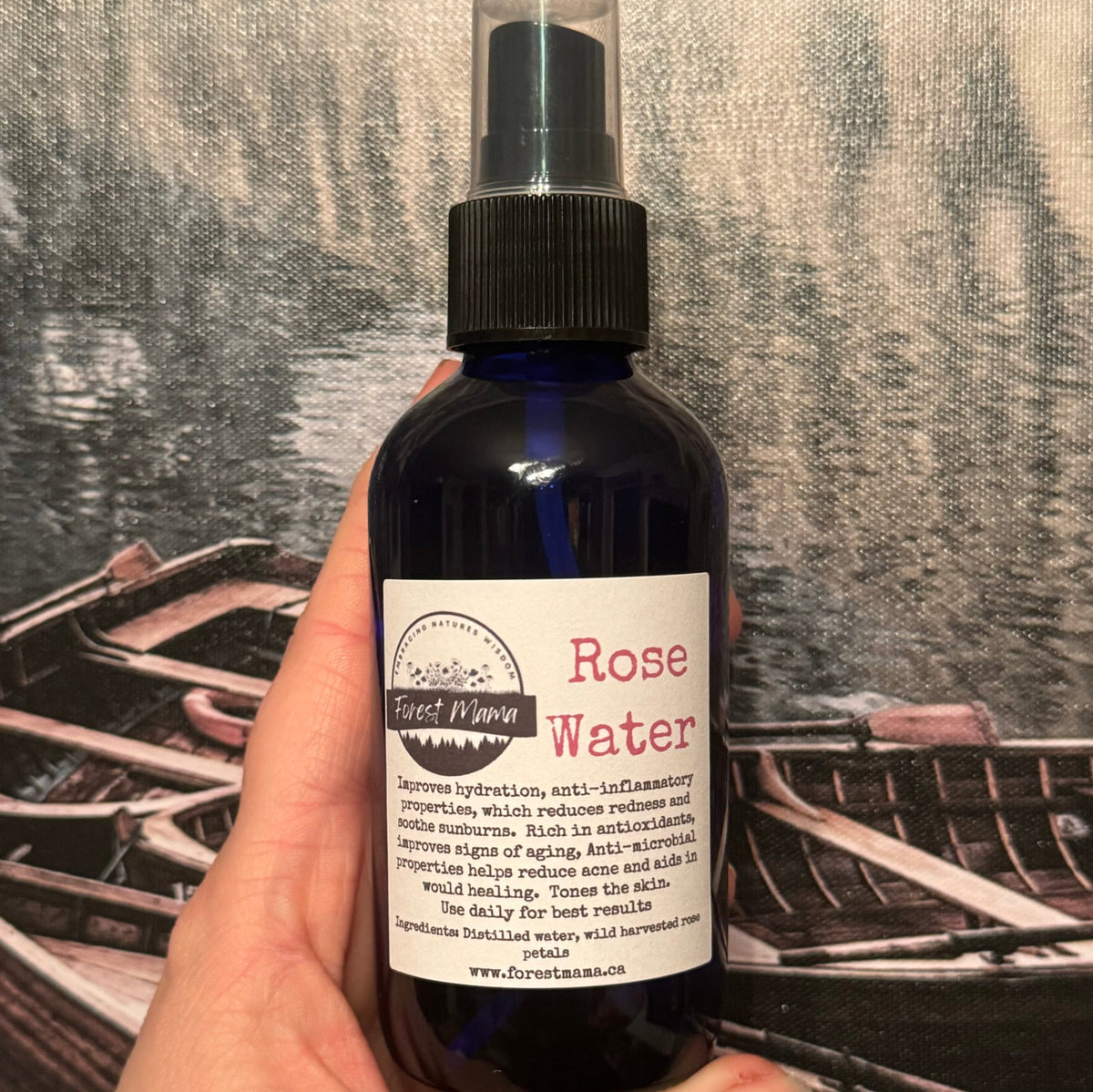 Rose Water 4 oz by forestmama, distilled from wild rose petals and distilled water