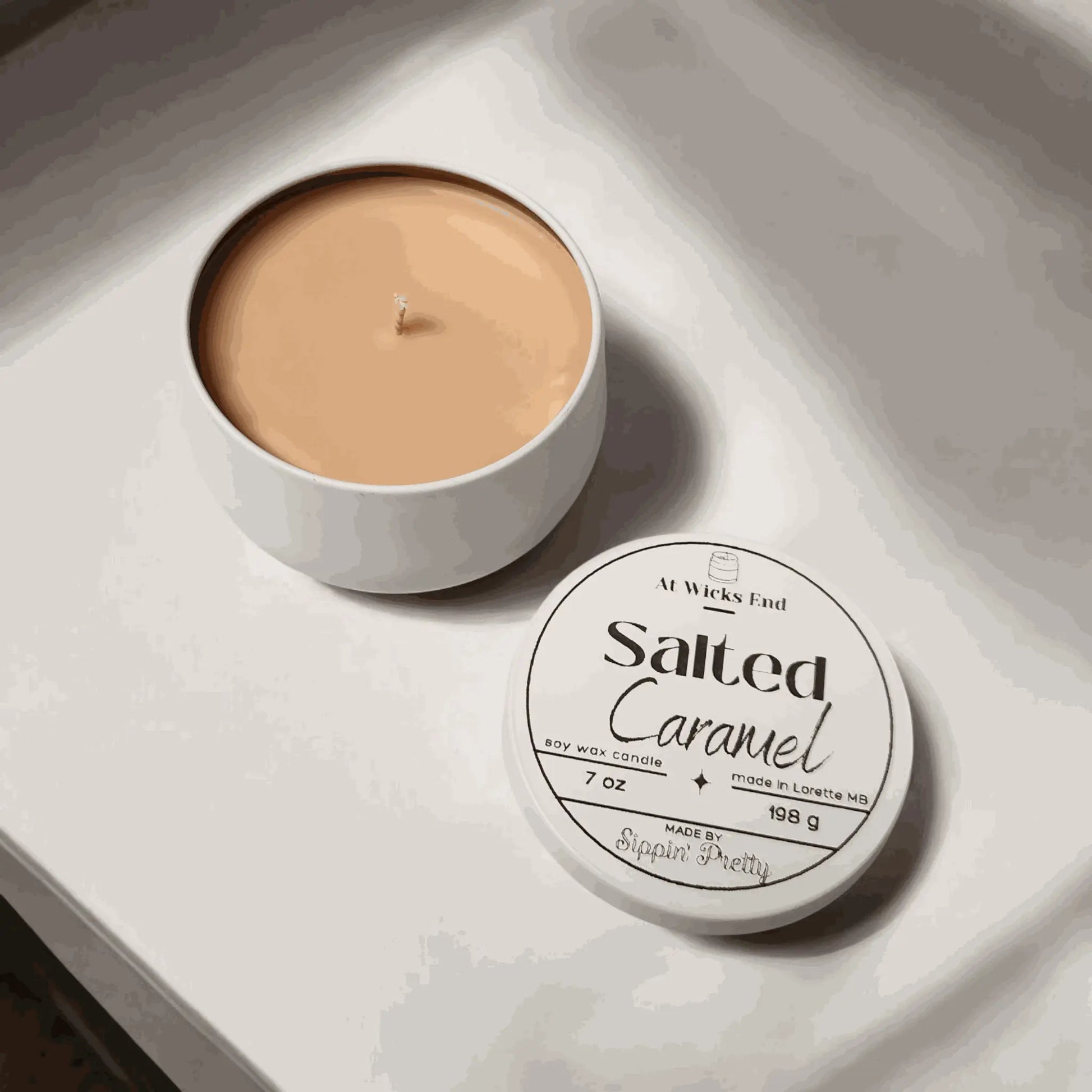 Salted Caramel candle handmade in Canada