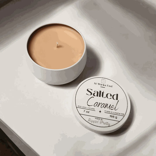 Salted Caramel candle handmade in Canada