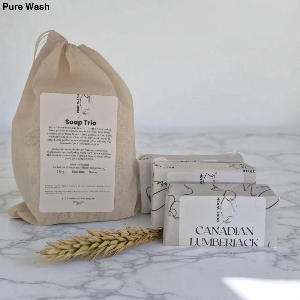 Handmade Soap Trio in Cotton Bag – Natural Skincare by Pure Wash
