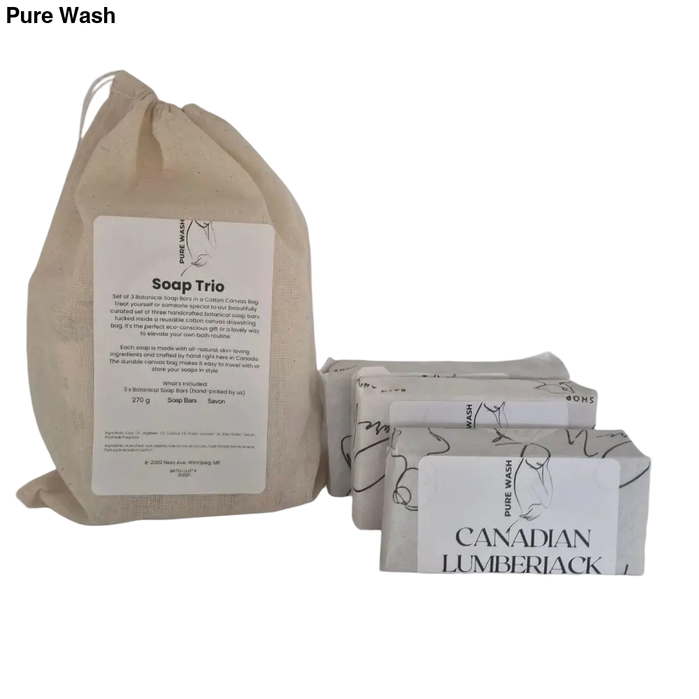 Handmade Soap Trio in Cotton Bag – Natural Skincare by Pure Wash
