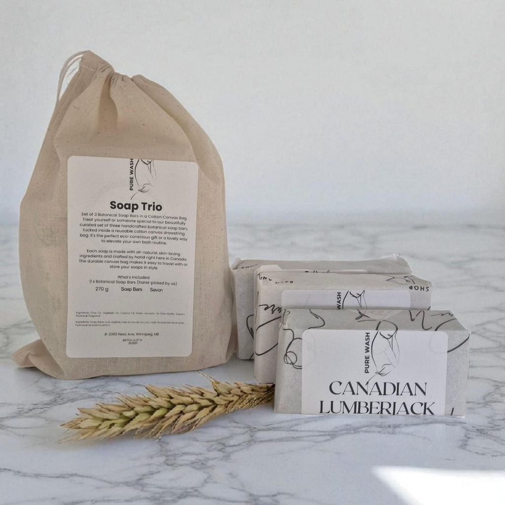 Handmade Soap Trio in Cotton Bag – Natural Skincare by Pure Wash
